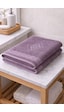 Eponj %100 Pamuk 70x140 Jakarlı Banyo Havlusu 450 Gr Kendinden Desenli Mor