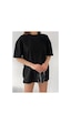 Jakarlı Unisex Siyah Spor Bisiklet Yaka Pamuk Oversize Boyfriend T-shirt Siyah Jakarlı Unisex Siyah Spor Bisiklet Yaka Pamuk Oversize Boyfriend T-shirt Siyah