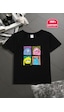 Uyguntarz Çocuk Canavarlar Baskılı Tasarım Tshirt Siyah