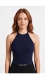 Cottonhıll Premium - Tide Collection Lacivert Halter Yaka Boyundan Bağlamalı Bürümcük Dokulu Kadın Crop Bluz Cottonhıll Premium - Tide Collection Lacivert Halter Yaka Boyundan Bağlamalı Bürümcük Dokulu Kadın Crop Bluz