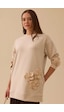 Kadın Çiçek Detaylı Cepli Sweatshirt - Bej Bej