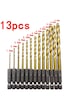 Rekotools-1/4'' Bits Saplı Tin Kaplı Hss Matkap Ucu Seti 13 Parça