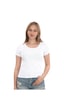 Monox Kadın Fitilli Likralı Pamuk Basic Tshirt Beyaz Monox Kadın Fitilli Likralı Pamuk Basic Tshirt Beyaz