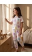 Zuzunga Pastel Renkli Çiçek Desenli Beyaz Kız Çocuk %100 Pamuk Pijama Takımı