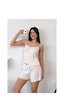Giysa Kadın Askılı Şortlu Pijama Takımı Krem - 3300