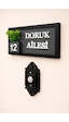 Kişiye Özel Ahşap Kapı İsimliği Çiçekli 10x20 Cm Mdf Dekoratif Kapı Tabelası Antrasit