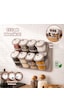Porsima 5340 8li Etiketli Asmalı Kendinden Yapışkanlı Tezgah Üstü Standlı Döner Kapaklı Baharatlık Seti Cappuccino-krem-350ml