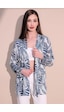 Kadın Mavi Safari Desen Yeni Moda Saten Çift Cepli Salaş Kimono Ceket - Tesettüre Uygun