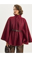 Shade Kadın Buklet Kumaş Araboy Kemerli Kaşe Panço 8014 60284101 - Bordo