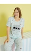 Siyah İnci Curve Büyük Beden Battal Boy Örme Pijama Takımı 24103626 Çok Renkli