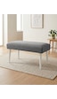 Gri Keten Kumaş Bench Puf 90x45x46 Cm Ahşap Beyaz Ayaklı Demonte Modern Yatak Ucu Bench Oturma Bankı Antre Koridor Pufu