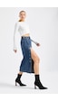 it's basic Kadın Tint Kot Rengi Tilia Önü Düğmeli Maxi Boy Denim Etek