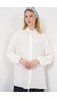 Bigdart Kadın Dokulu Oversize Tunik 5989 - Beyaz