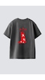 Monila Unisex Çocuk Pamuklu Bisiklet Yaka Sırtı Baskılı T-shirt Antrasit