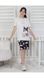I Love Kuromi Baskılı Kısa Kollu Şort Pijama Takımı Mor