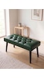 Modern Kapitoneli Yeşil Deri Kumaş Bench Puf Oturma Bankı Ahşap Siyah Ayaklı Demonte 90x45