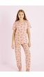 Siyah İnci Kız Çocuk %100 Pamuk Ayıcık Baskılı Bisiklet Yaka Pijama Takım25110055 Pudra
