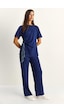 Shade Kadın Fularlı Bağlama Detaylı T-shirt Yüksek Bel Pantolon Alt-üst Takım 7630 60286041 - Lacivert