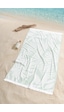 Leafy %100 Pamuk Saçaklı Plaj Havlusu 80x150 Cm Yeşil