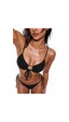 Angelsin Rib Dokulu Ön Ve Yan Bağcık Detaylı İpli Brezilya Bikini Takımı Siyah