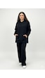 Soft&Basic Kapüşonlu Yanları Çıt Çıt Detaylı Sweatshirt Ve Nervürlü Pantolon Alt Üst Takım Siyah