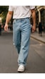 Cedy Denim Yüksek Kalite Baggy Fit Jean Leon Yüksek Bel Bol Kesim Kot Pantolon C352 Açık Mavi