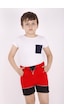 Toontoy Kids Toontoy Erkek Çocuk Sport Şeritli Garnili Şort Kırmızı