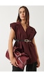 Shade Kadın Cep Detaylı Kemerli Vatkalı Oversize Astarlı Blazer Yelek 11143 60281003 - Bordo