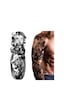 Aslan Kral Ve Gladyatör Temalı Tam Kol Geçici Dövme - Büyük Boy Tattoo Siyah