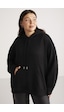 ETHIQUET TEREZABB Kadın Içi Polarlı Yumuşacık Comfort Fit Kapüşonlu Kanguru Cep Siyah Büyük Beden Sweatshirt