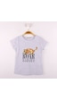 Toontoy Kids Toontoy Kız Çocuk Leopar Baskılı Pullu Tişört Gri Melanj