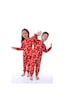 Bunny Hopp %100 Pamuk Interlok Kumaş Unisex Kız Ve Erkek Çocuk Yılbaşı Pijama Takımı Kırmızı Noel Temalı