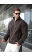 Madmext Füme Yarım Fermuarlı Dik Yaka Polar Sweatshirt E7165 Füme