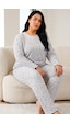 Siyah İnci Büyük Beden Battal Boy Örme Pijama Takım26240914 Gri Melanj