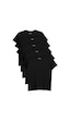 Tudors Unisex 5'li Paket Siyah Slim Fit Dar Kesim %100 Pamuk Bisiklet Yaka Tişört-32693 Siyah