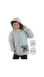 Dinozor Erkek Çocuk Fermuarlı Kapüşonlu Gri Sweatshirt