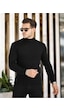 Siyah Erkek Slim Fit Yarım Balıkçı Fitilli Triko Kazak-trz19158r01s Siyah