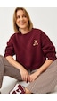 Shade Kadın Üç İplik Şardonlu Ayıcık İşlemeli Sweatshirt 60261160 - Bordo