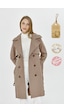 Pastelastore Esnek Pamuk Gabardin Midi 95cm Astarsız Kadın Trençkot 1118 Vizon