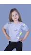 Toontoy Kids Toontoy Kız Çocuk Crop Model Neon Baskılı Tişört Gri Melanj