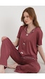 Elitol Bamboo Örme Fiyonklu Kadın Pijama Takımı Kahverengi Elitol Bamboo Örme Fiyonklu Kadın Pijama Takımı Kahverengi
