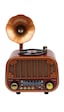 Dexxony Md-1318 Ahşap Tasarım Nostaljik Radyo - Gramofon Dekorlu Şarjlı Bluetooth Hoparlör  Seti