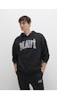 Mavi 067149-902 Mavi Logo Baskılı Kapüşonlu Sweatshirt - Siyah