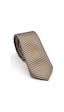 Gaffy Beyaz Küçük Kare Desenli Bej Dokuma Kumaş Mendilli Slim Fit Kravat // Sdk-2511-7 Bej