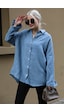 Madmext Mavi Muslin Kumaş Basic Kadın Gömlek Mg1660 Mavi