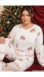 Siyah İnci Ekru Yılbaşı Temalı Termal Kumaşlı Ultra Soft Yumuşak Büyük Beden Battal Boy Örme Pijama Takımı 26226729