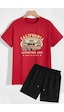Uyguntarz California Şort T-shirt Eşofman Takımı Kırmızı