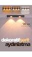 20cm Sensörlü Şarjlı Led Dekoratif Lamba Geçmeli 3 Farklı Renk Şerit Led Çok Renkli