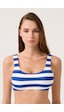Los Ojos Lacivert-beyaz Çizgili Kare Yaka Spor Bikini Üstü Sporty Top Lacivert-beyaz Lacivert-beyaz