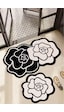 Bungari Rose 60x100 50x60 Kaydırmaz Tabanlı 2'li Banyo Paspas Seti Takımı Siyah